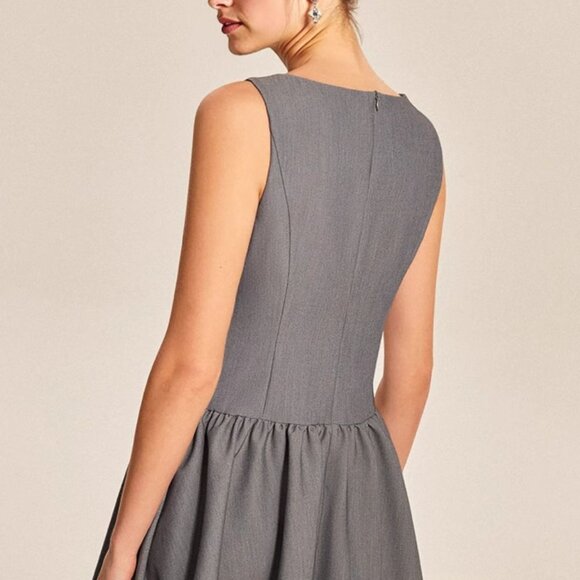 Round Neck Sleeveless Ruffled Mini Dress | New Mini Buttoned Dress - Picture 7 of 9